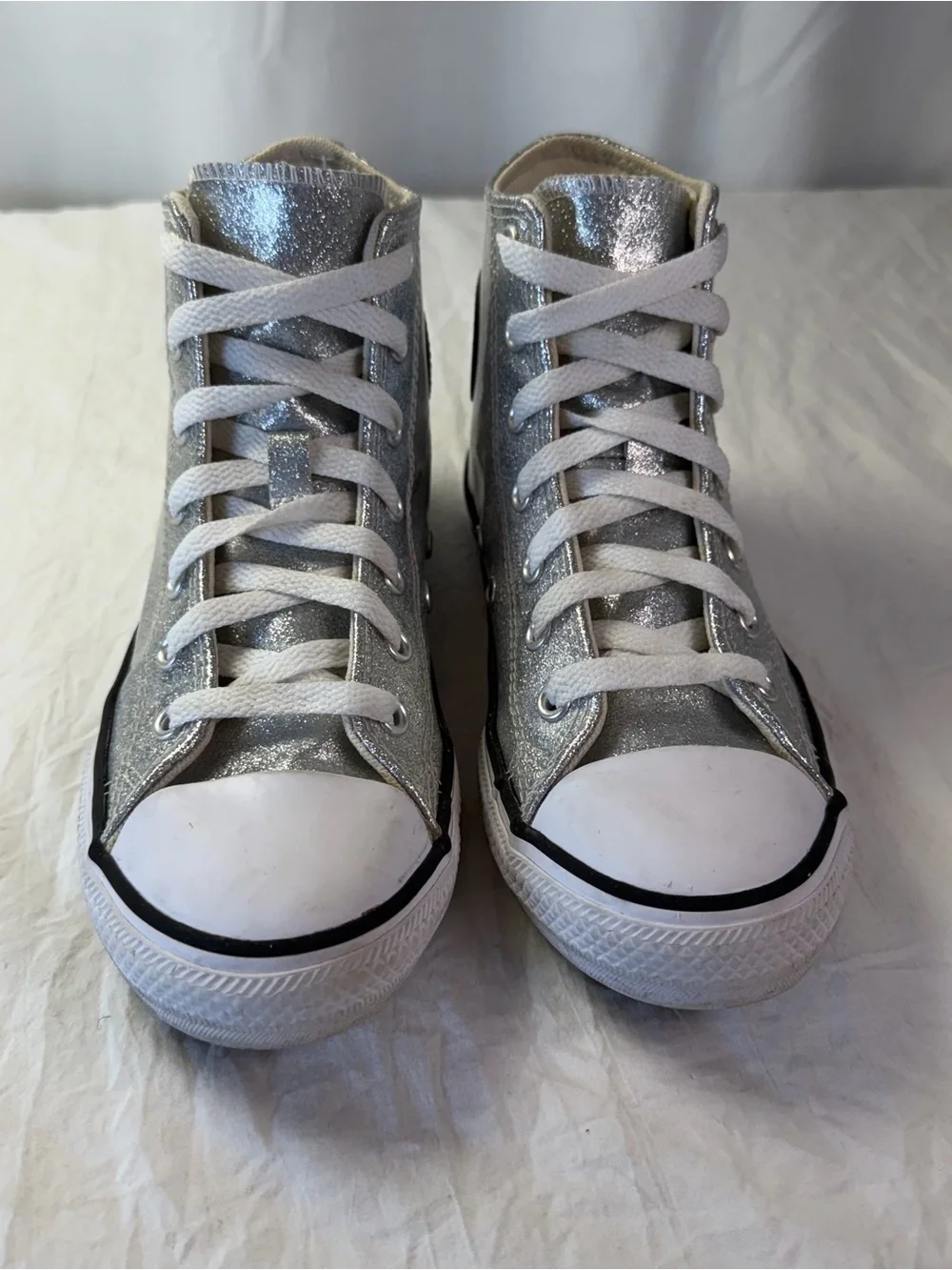 Converse Silver Glitter Coated Kids sz3 High-Top Chuck All Star Sneakers
